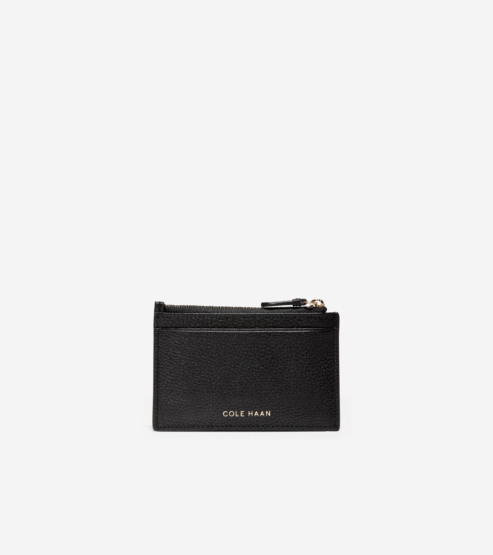 Women's GRANDSERIES Card Case with Zip in Black Pebbled Leather 