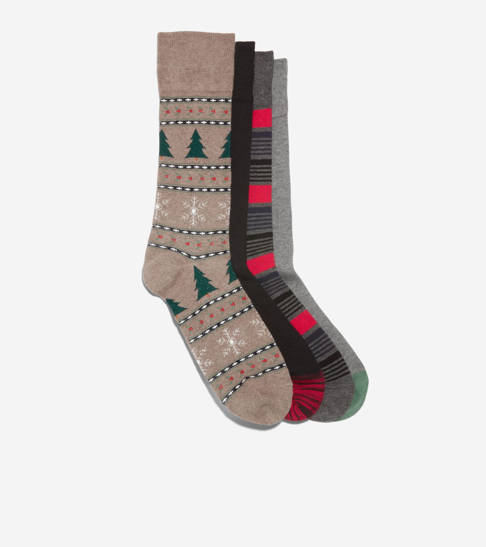 Cole Haan Holiday Fair Isle Crew Socks Gift Box Set, Pack Of 4 In Brown Heather