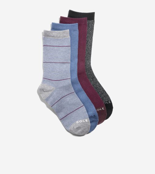 4 Pack Stripe + Shimmer Crew Socks Gift Box