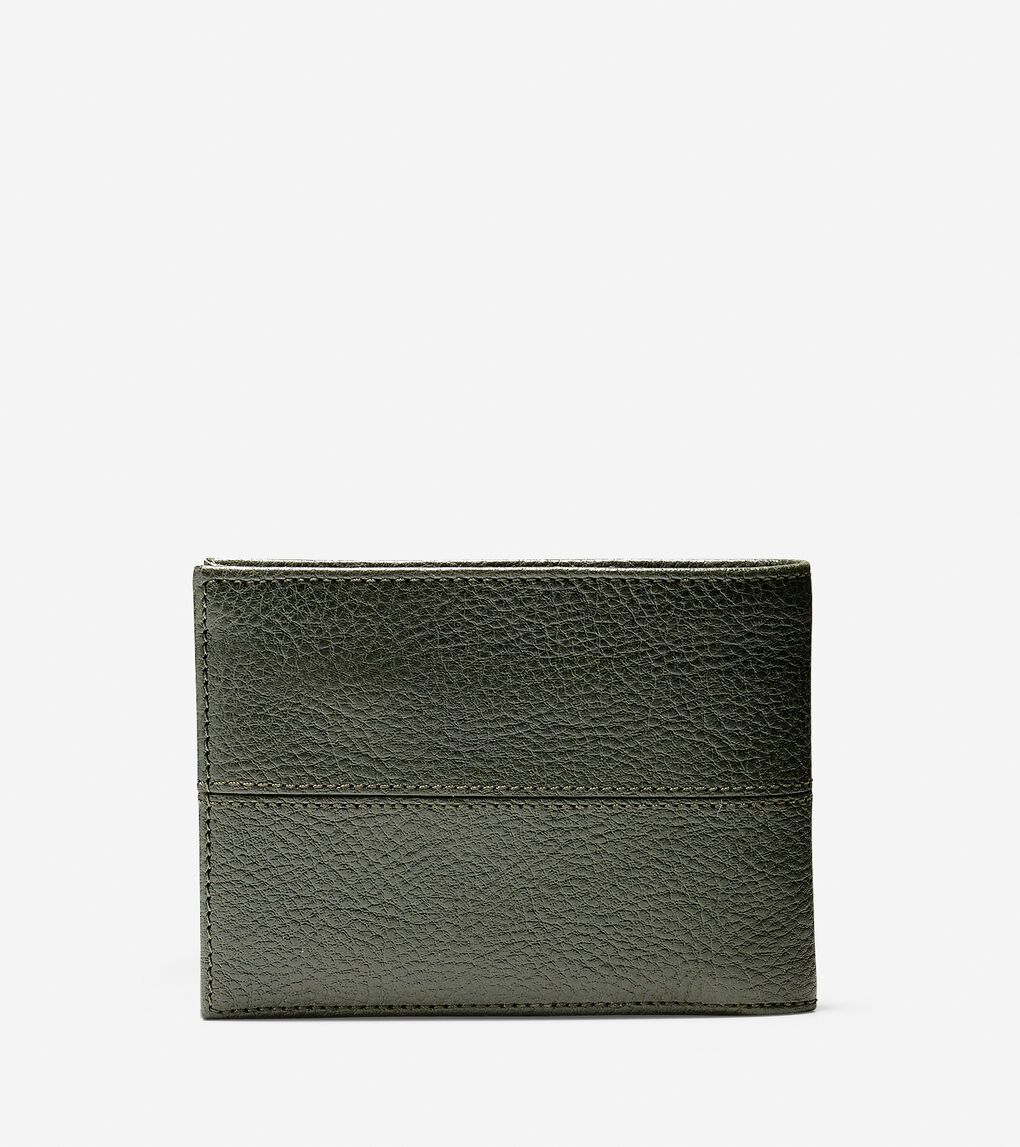Pebbled Leather Removable Passcase Wallet