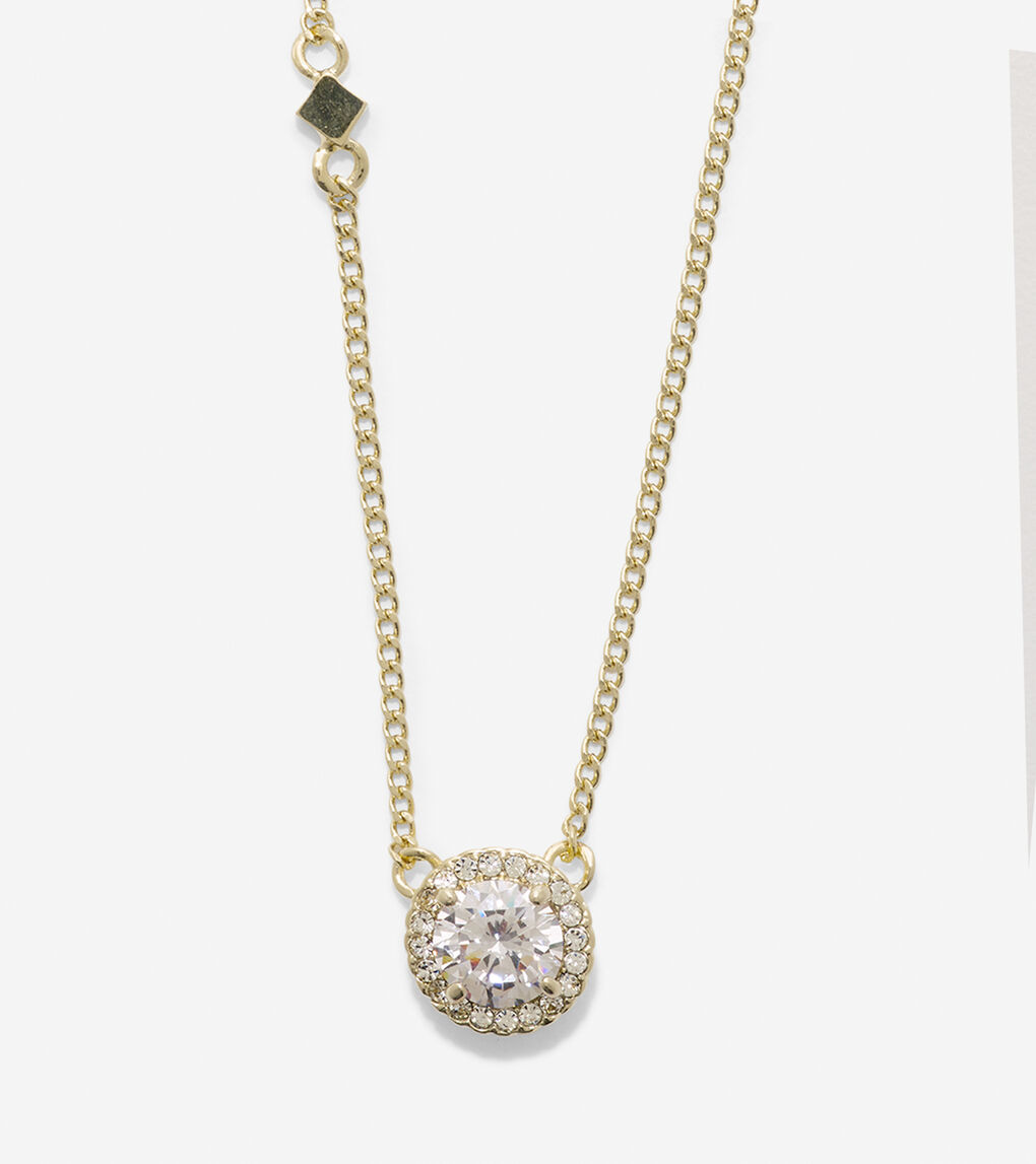 Crown Of Lights Round CZ Halo Necklace
