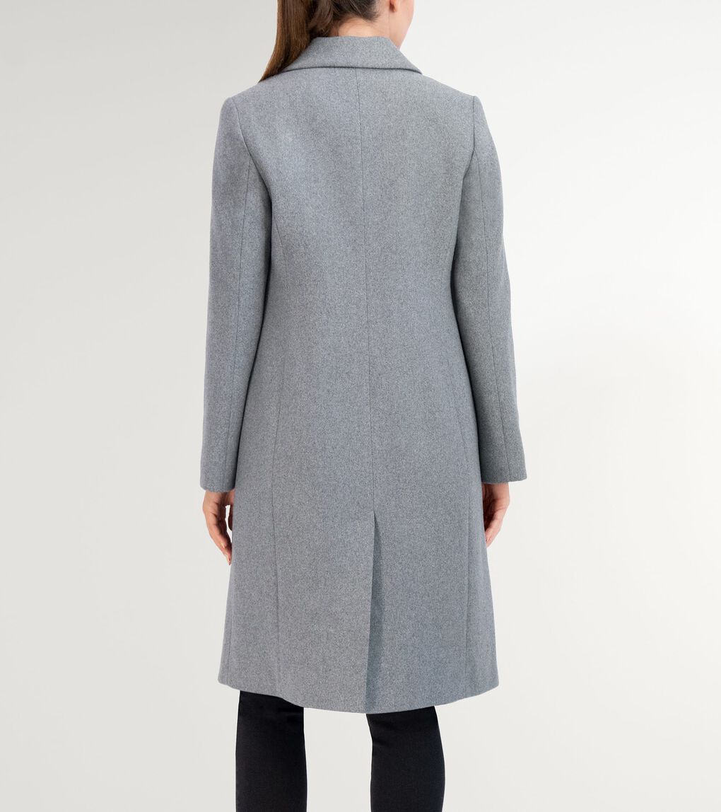 Women's Slick Wool Asymmetric Coat in Light Gray | Cole Haan