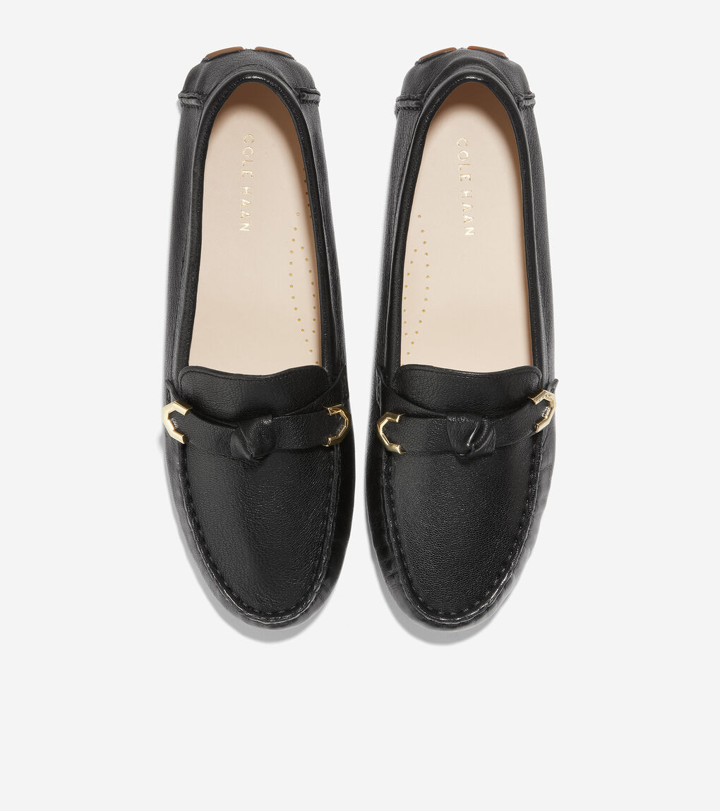 Women's Women's Evelyn Bow Driver in Black Leather | Cole Haan