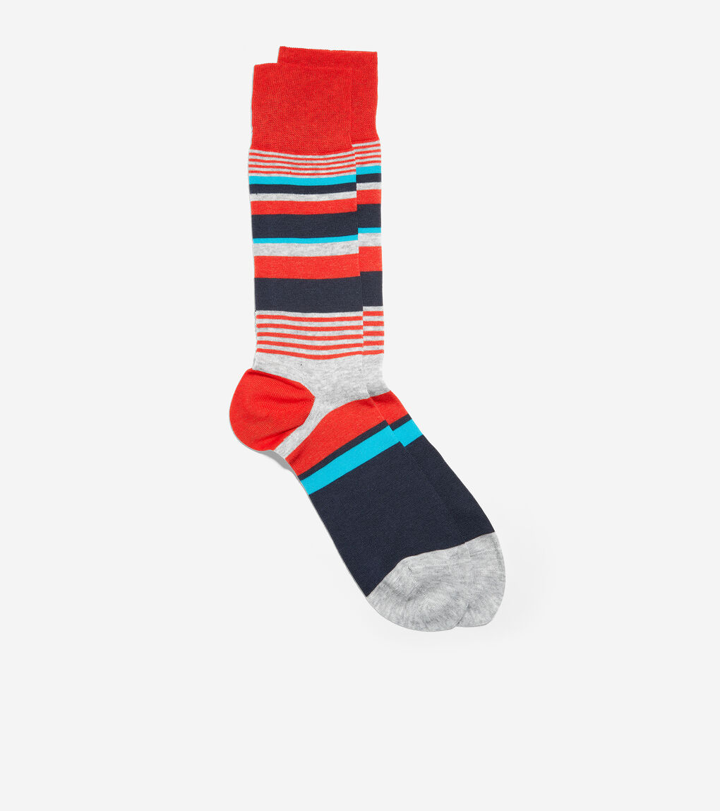 City Stripe Crew Socks in RED | Cole Haan