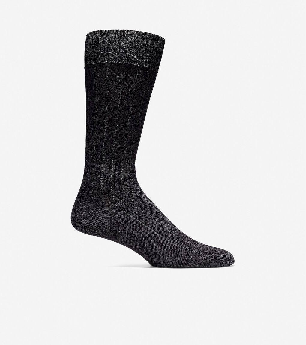 Men's Men's Ribbed Crew Socks in Black | Cole Haan