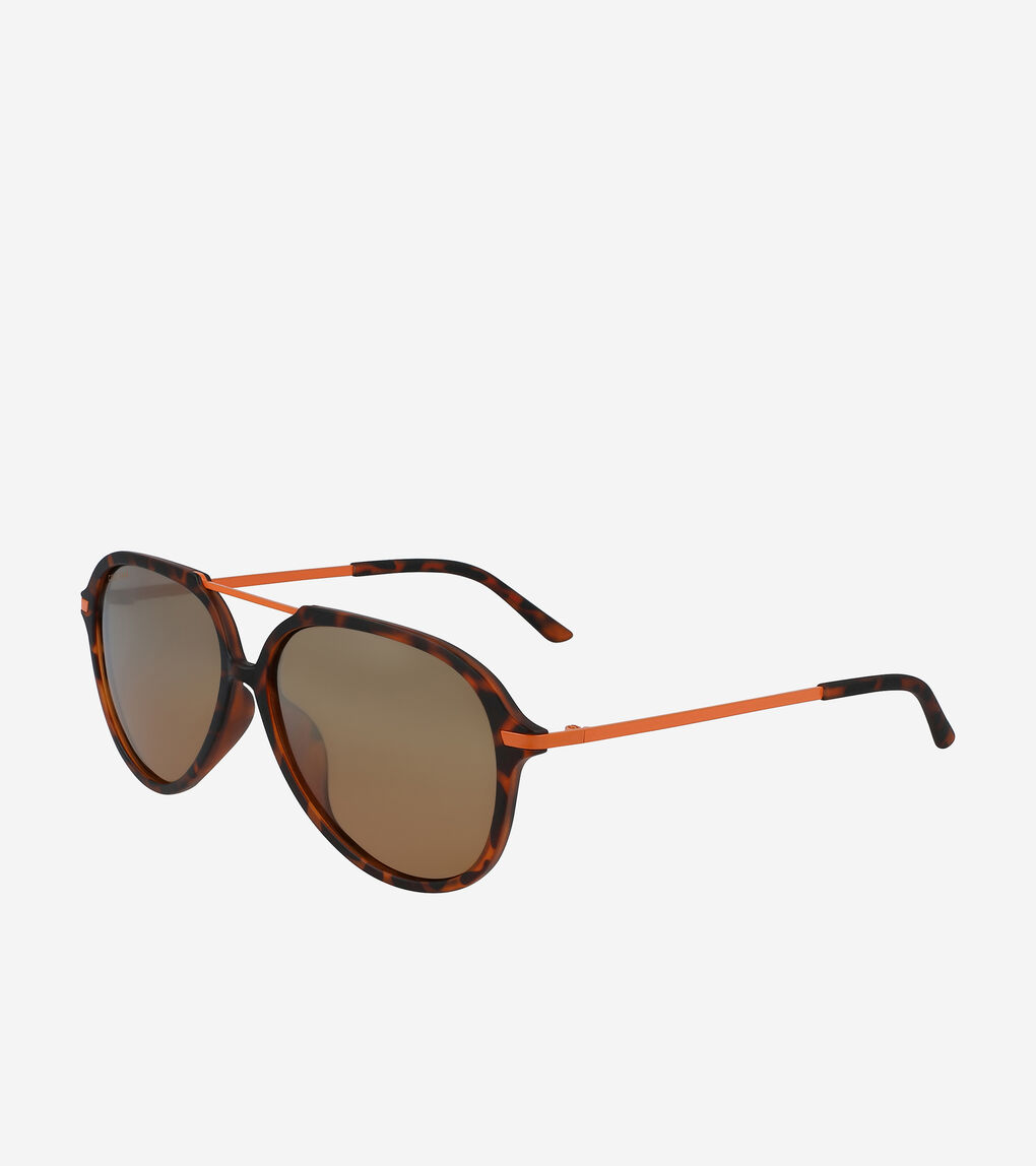 Men's Sport Aviator Sunglasses in Tortoise-Orange | Cole Haan