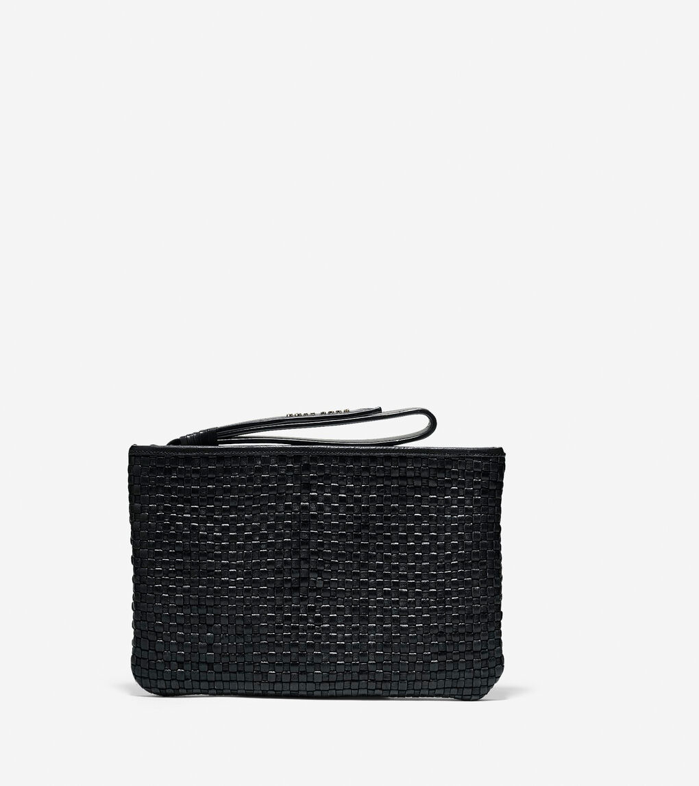 Bethany Weave Medium Pouch in Black | Cole Haan