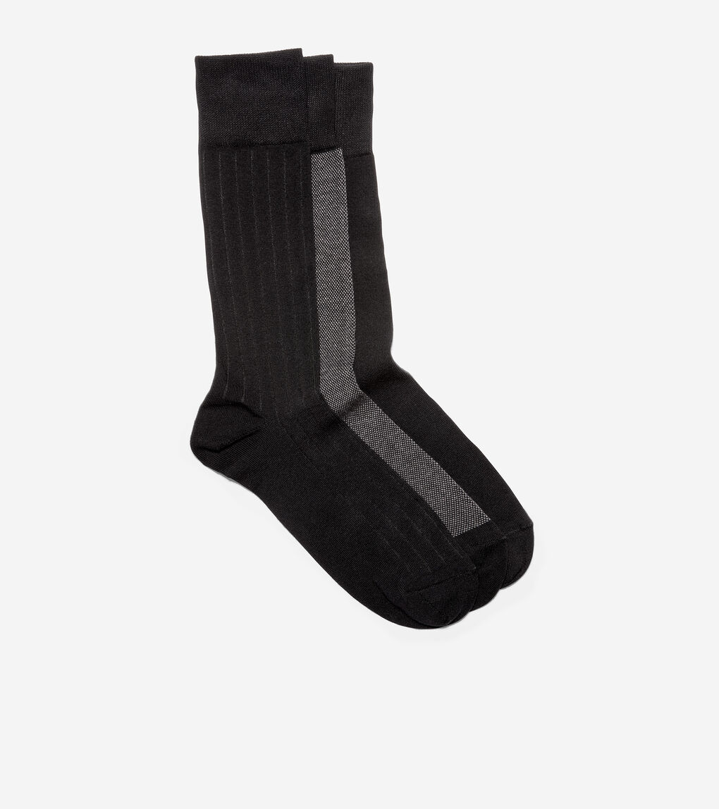MENS 3-Pair Nailhead Rib Solid Knit Socks
