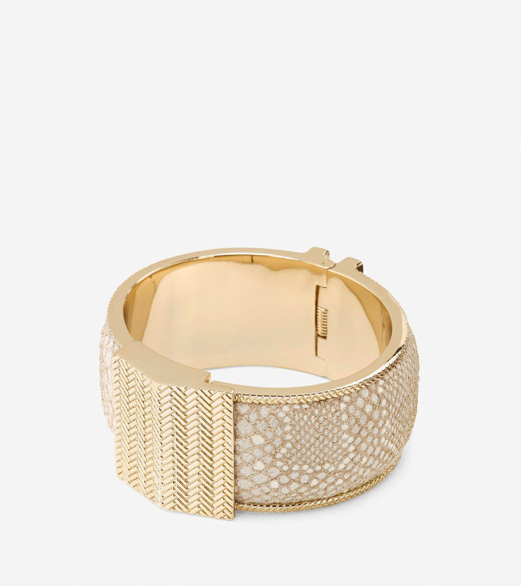 Womens Wide Snake Bangle in Gold-Cream Snake | Cole Haan