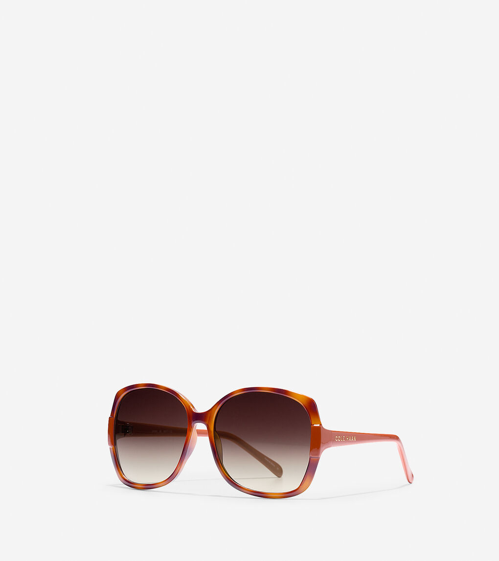 Acetate Square With Color Block Sunglasses in Light Brown | Cole Haan