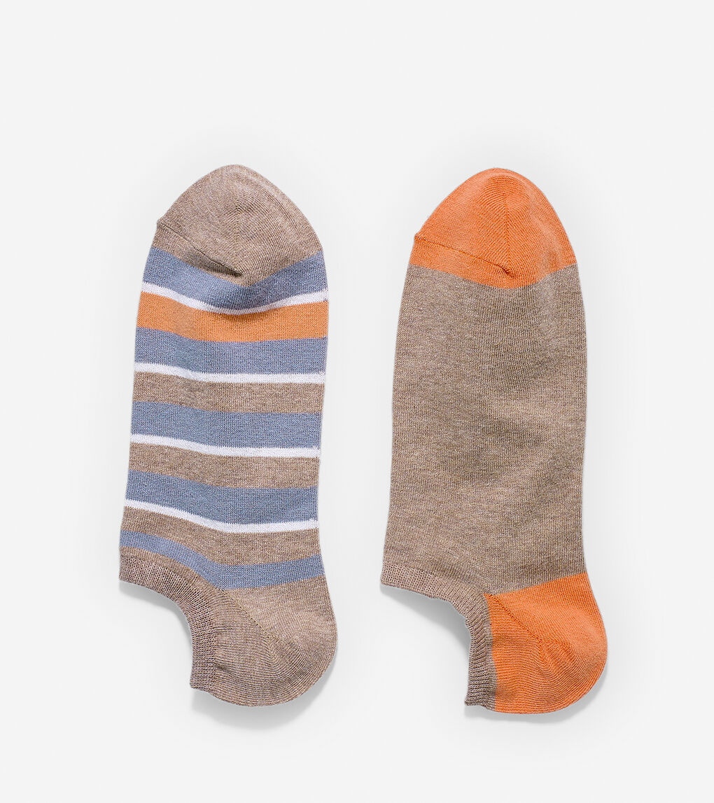 Village Stripe Low Cut Socks - 2 Pack in Beige Or Khaki | Cole Haan
