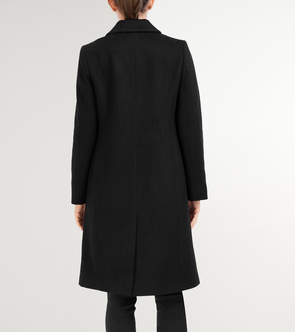 Women's Slick Wool Asymmetric Coat in Black | Cole Haan