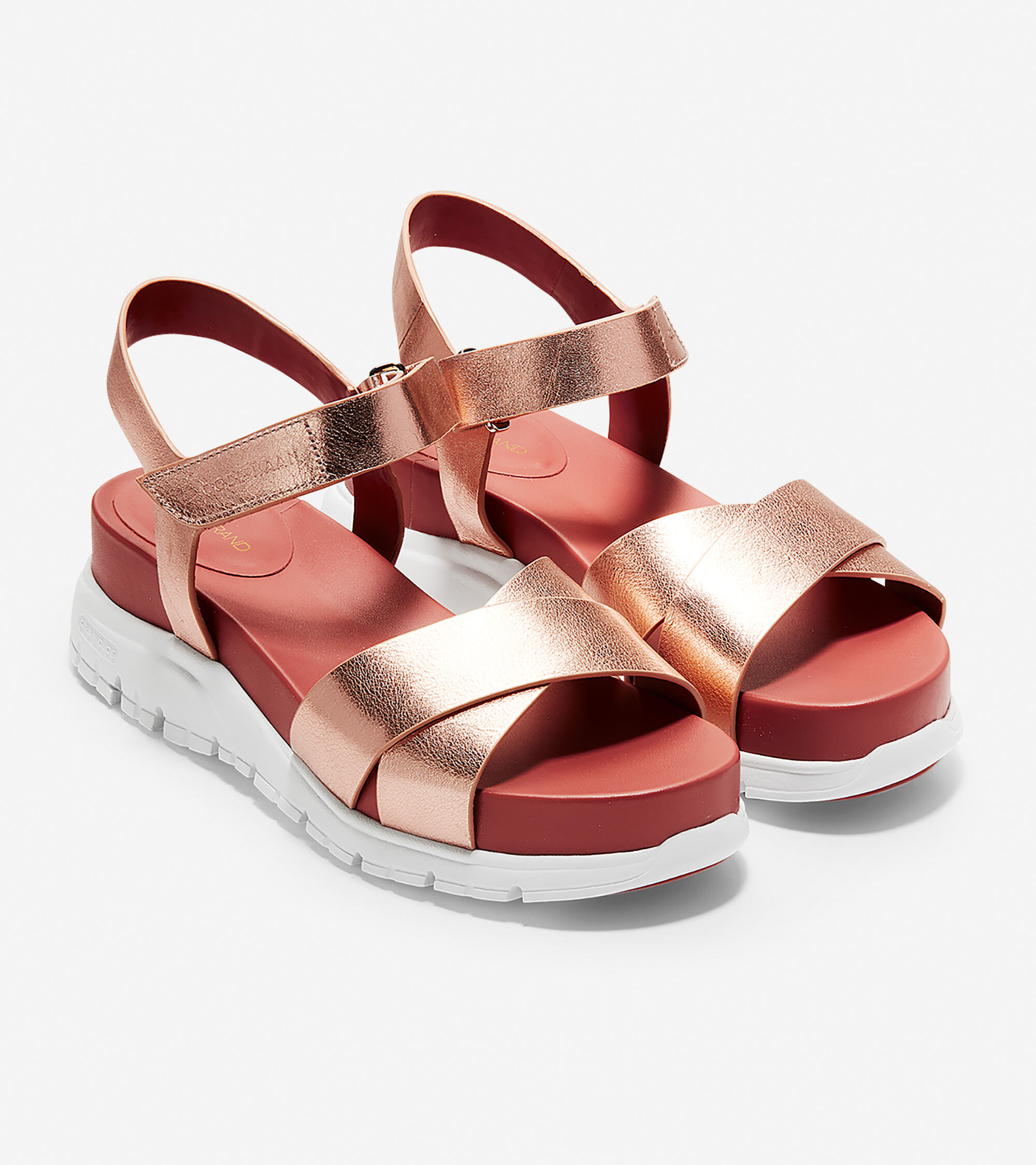 Criss Cross Sandal in Rose Gold Leather 