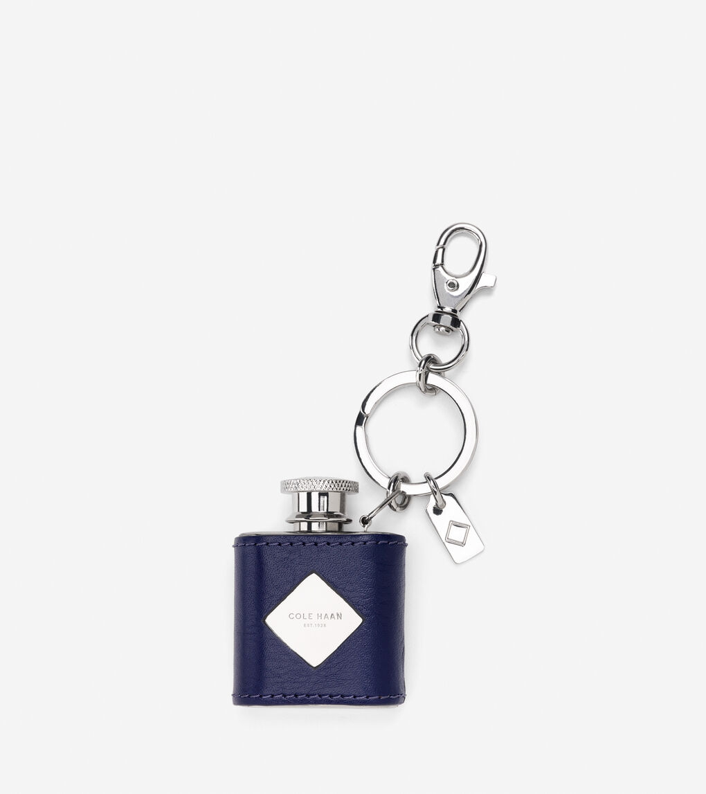 Novelty Leather Wrapped Flask Key Fob