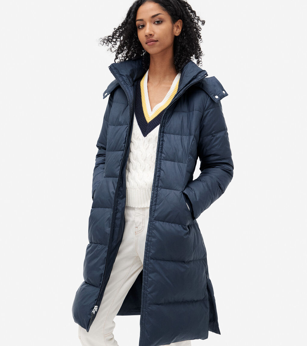 WOMENS Long Quilted Puffer Coat With Fur