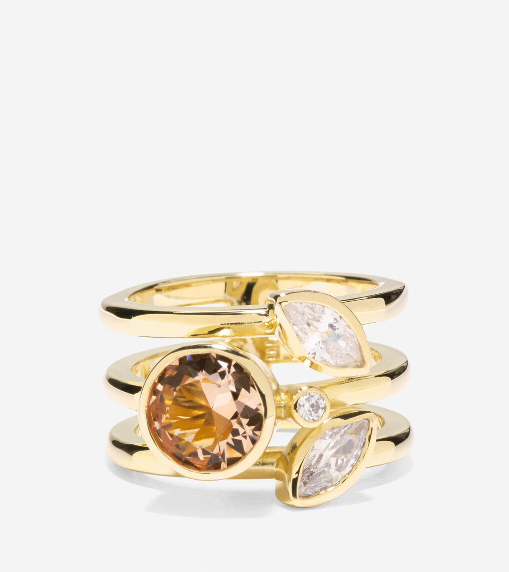 Cocktail Hour Round CZ Stone Side Cluster Ring