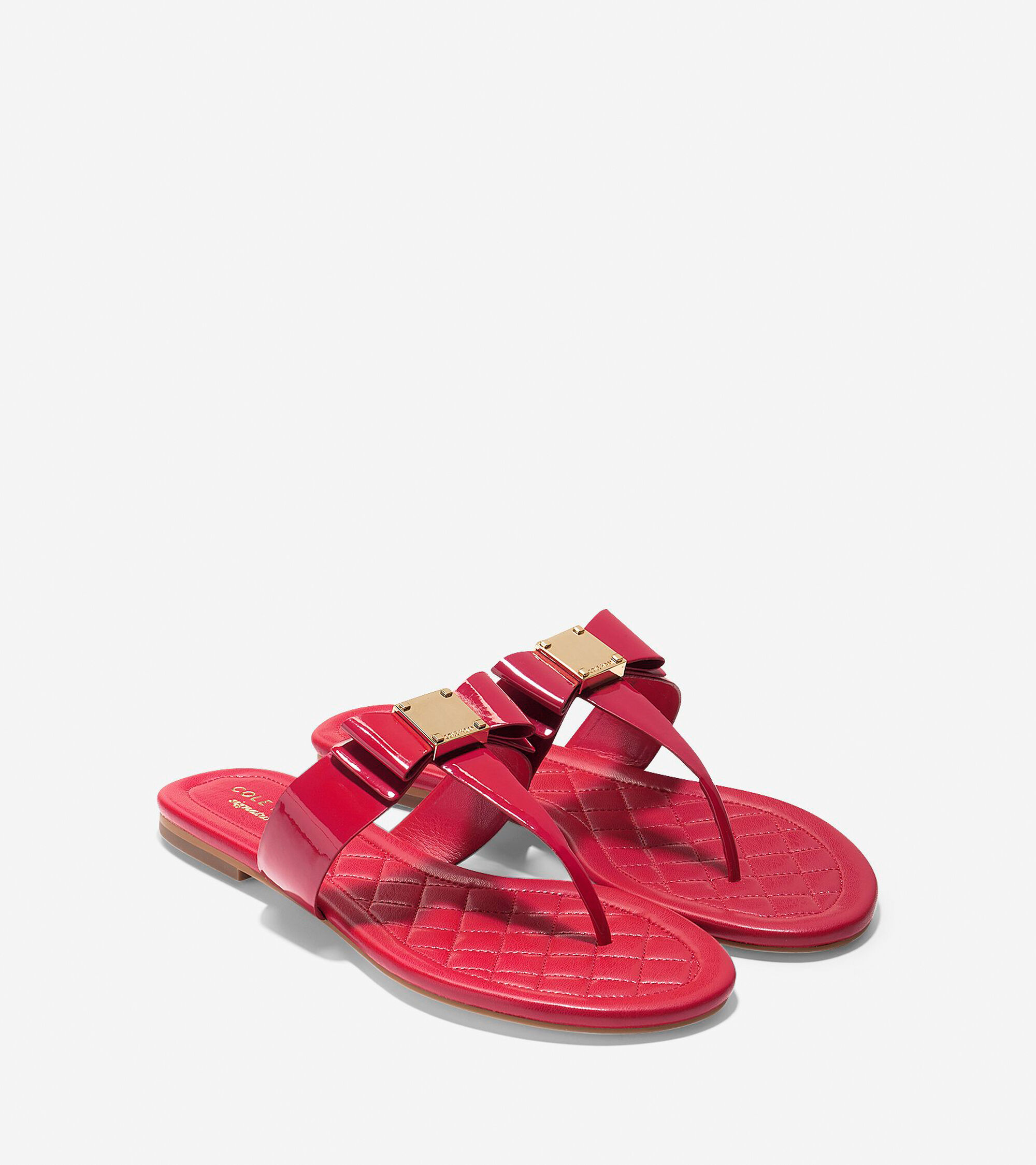 Tali Bow Flat Sandals in Tango Red Patent | Cole Haan