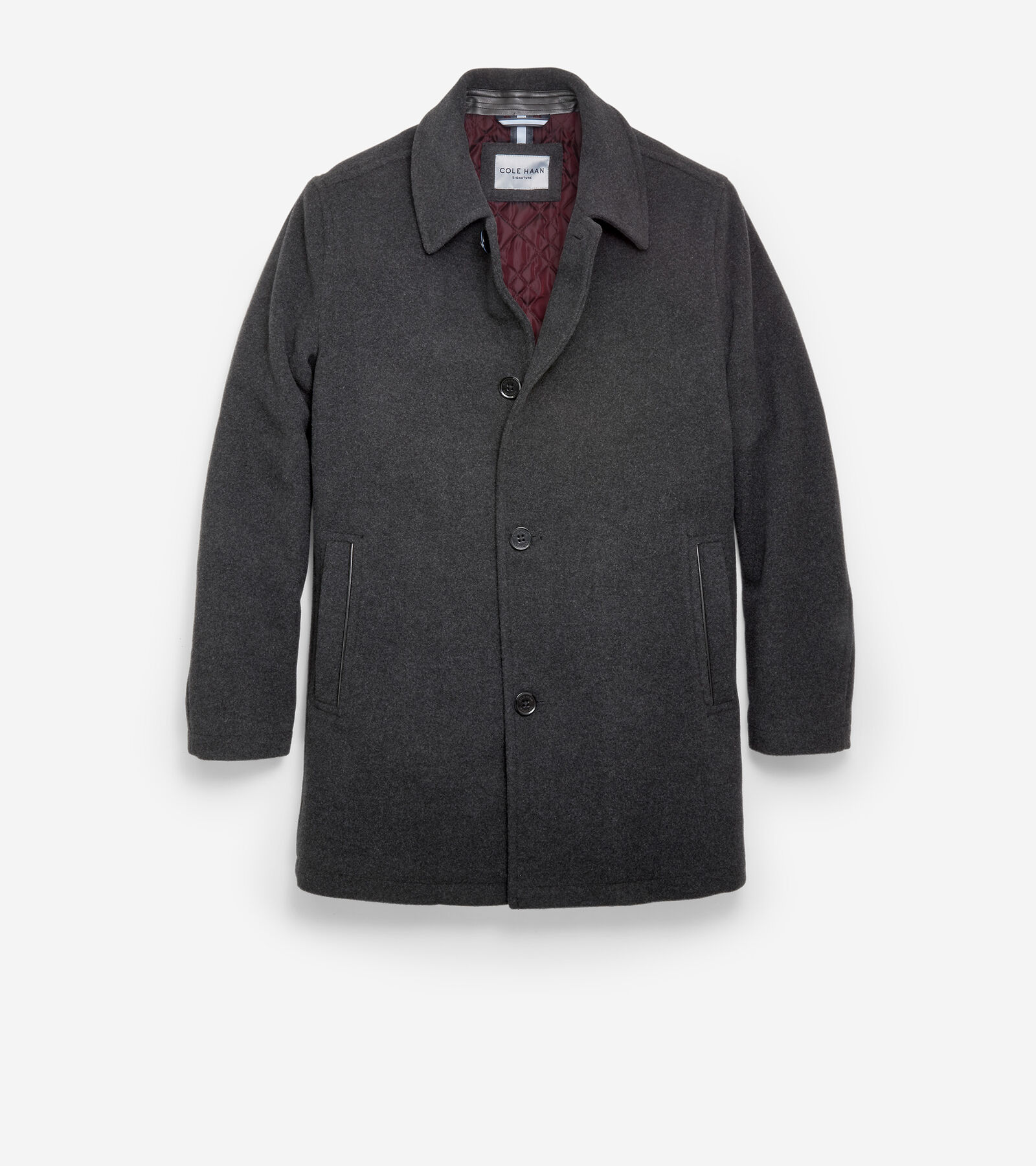 Cole Haan 34" Wool Plush Carcoat In Charcoal