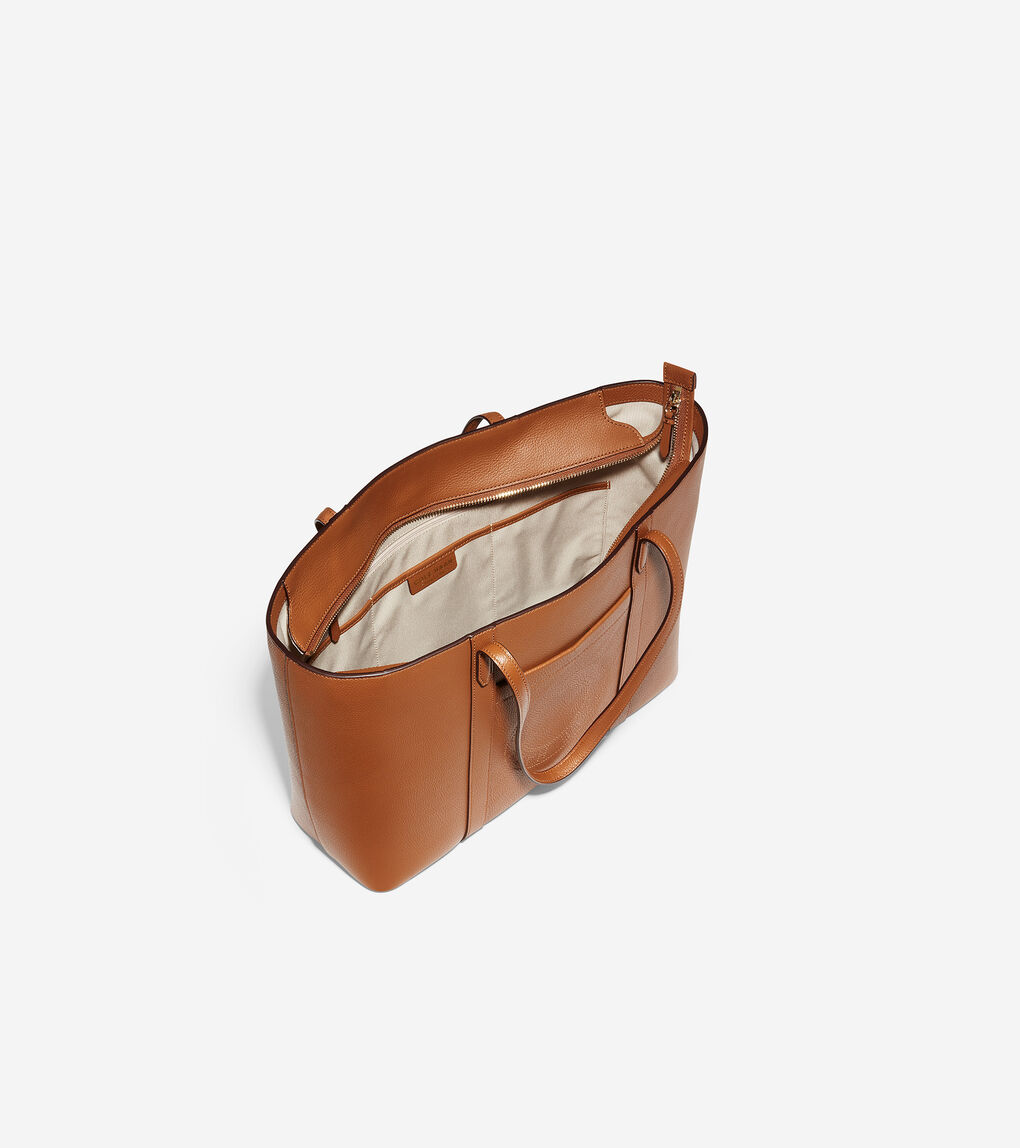 Leather Zip Top Tote