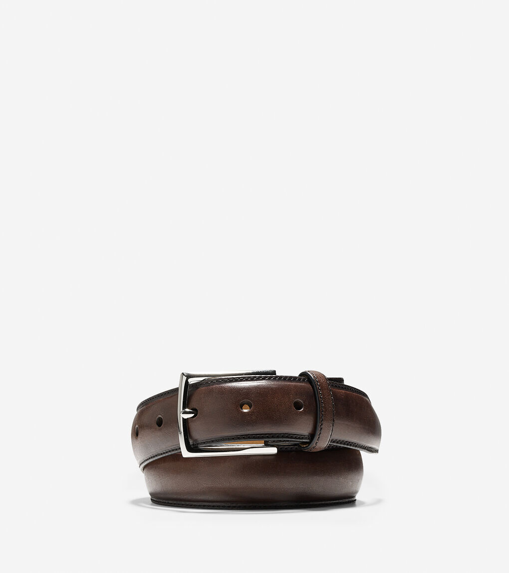Mens 32mm Full Dome Smooth Belt in Chocolate | Cole Haan