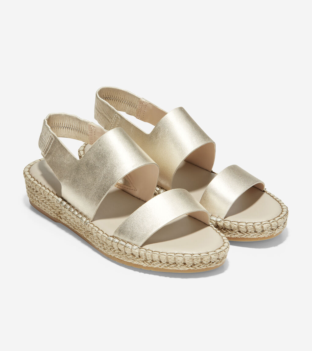 Women's Cloudfeel Espadrille Sandal in Soft Gold Metallic Leather