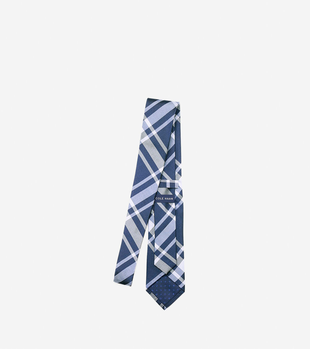 James Exploded Plaid Tie in Navy | Cole Haan