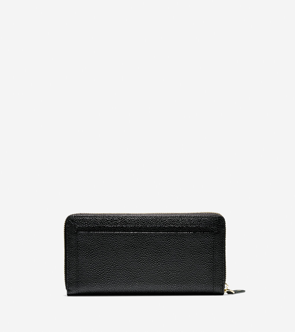 Eva Continental Zip Wallet in Black | Cole Haan