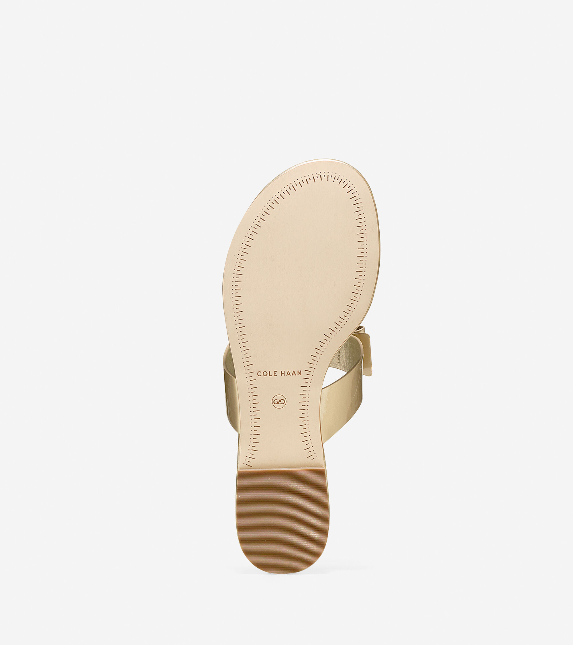 Womens Tali Bow Flat Sandals in Soft Gold Patent | Cole Haan