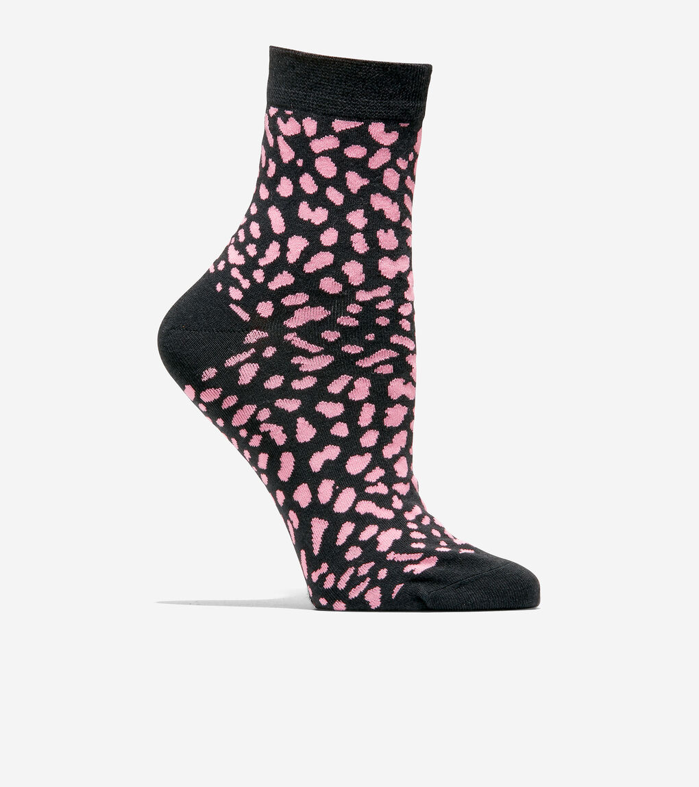 WOMENS 2-Pair Short Leopard Print Crew Socks