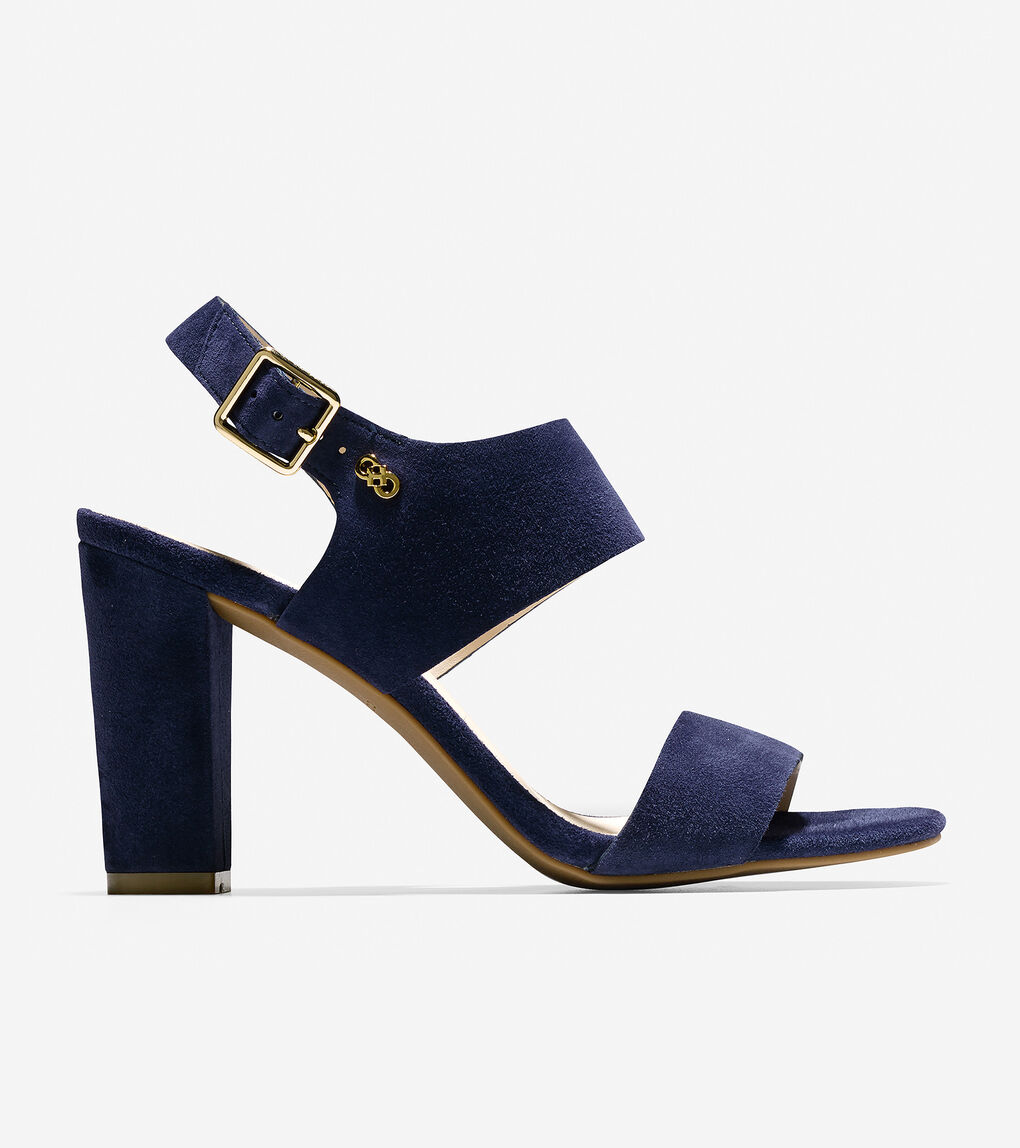 Women S Octavia Sandal 85mm In Marine Blue Suede Cole Haan