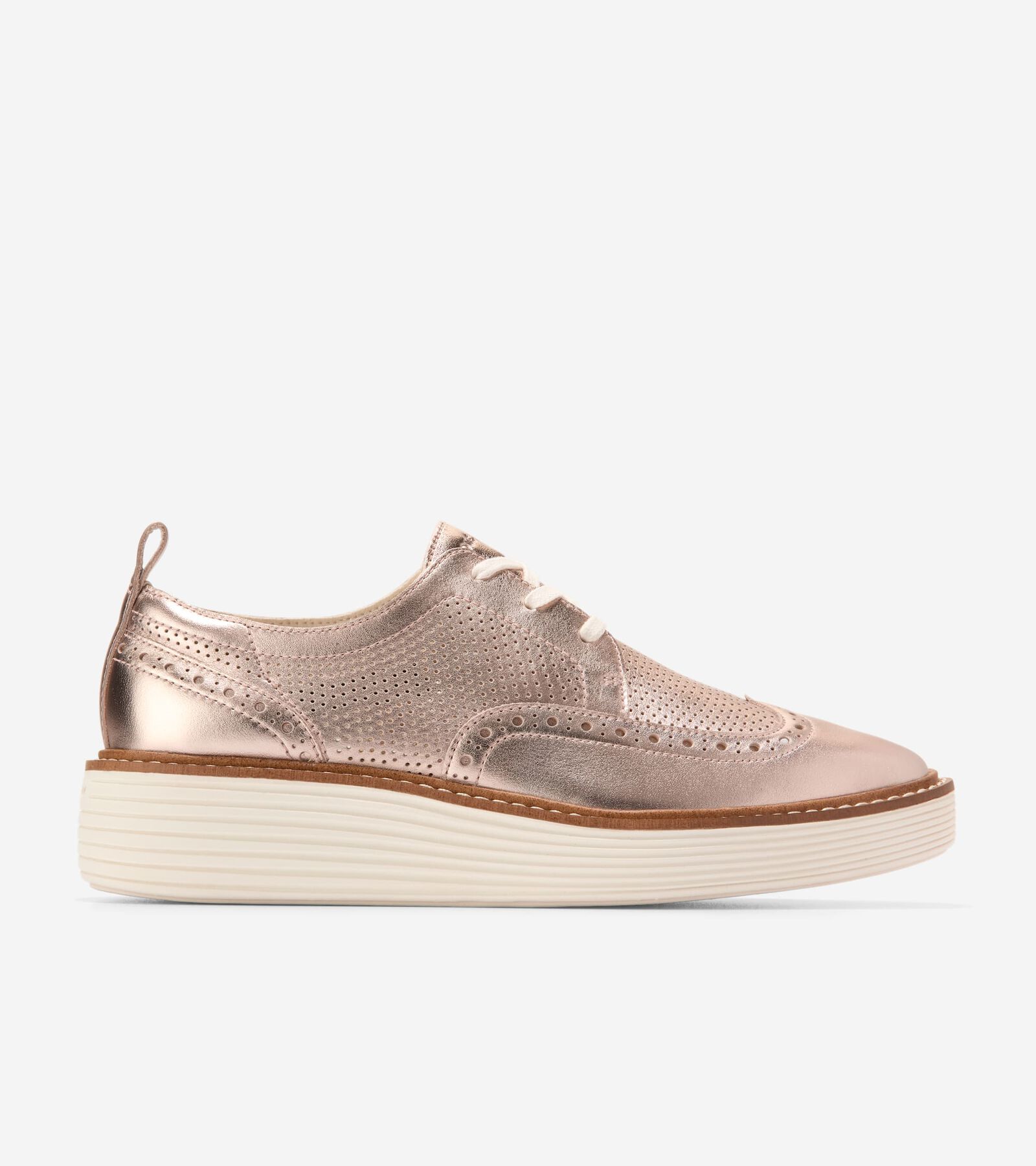 COLE HAAN COLE HAAN WOMEN'S ØRIGINAL GRAND PLATFORM WINGTIP OXFORD SHOES - PINK SIZE 9 