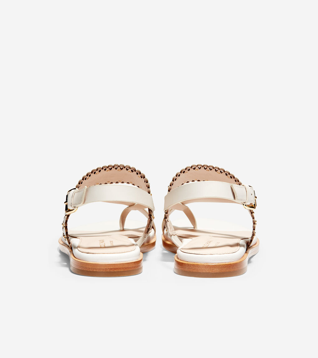 Women's Anica Scallop Thong Sandal in Ivory Leather | Cole Haan