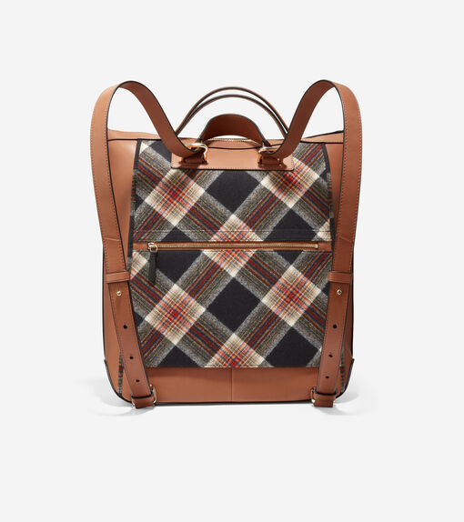 Brown Checkered Convertible Bag