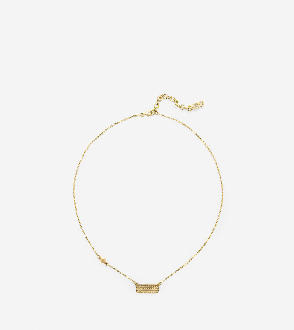 Sterling Silver Basket Weave Bar Necklace