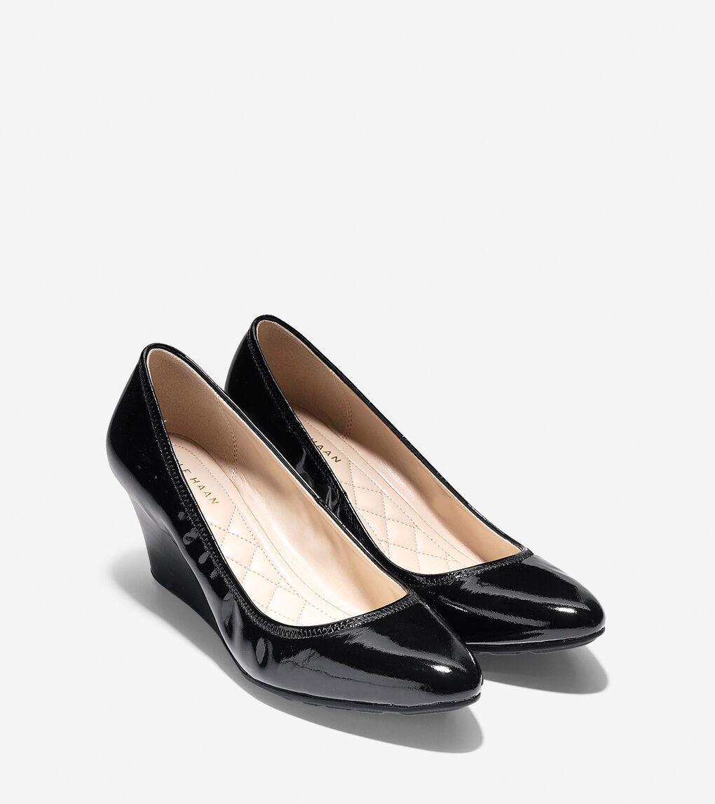 Women's Emory Luxe Wedges 65mm in Black Patent | Cole Haan