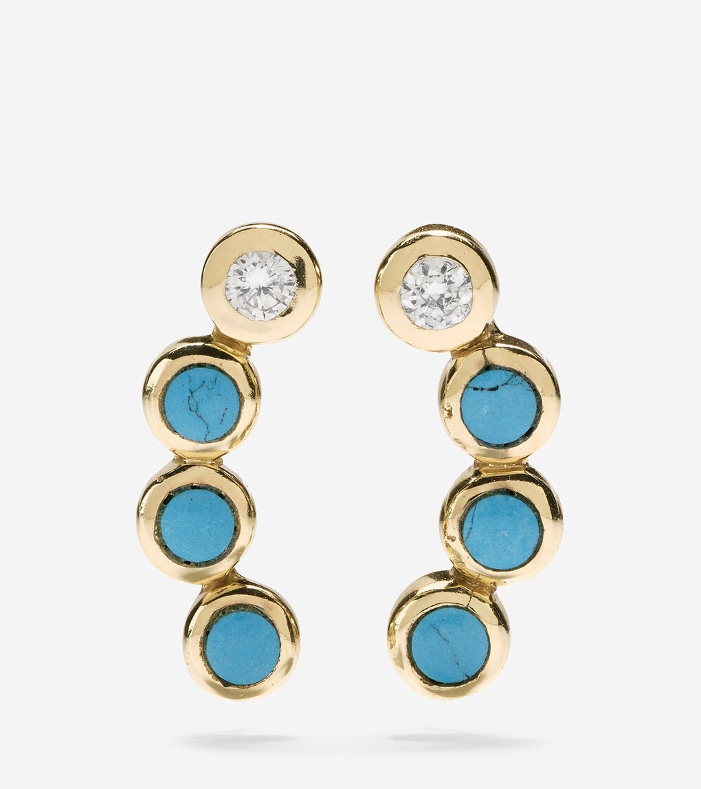 Spring Street Fashion Semi-Precious Stone Crawler Earrings