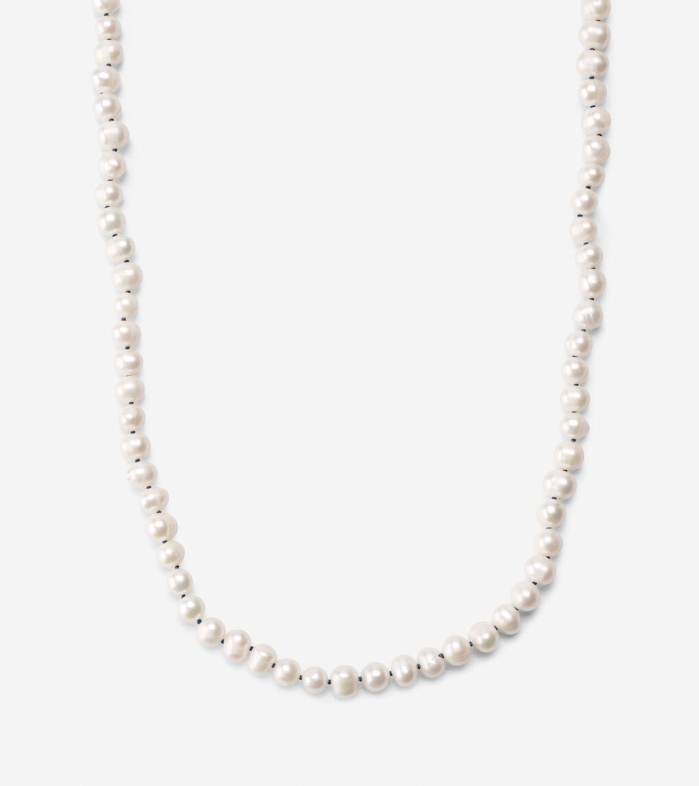 Knotted Pearl Stranded Necklace
