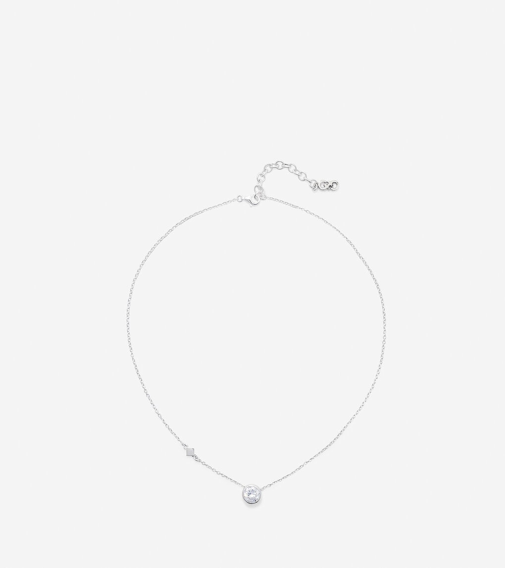 Sterling Silver Round CZ Necklace