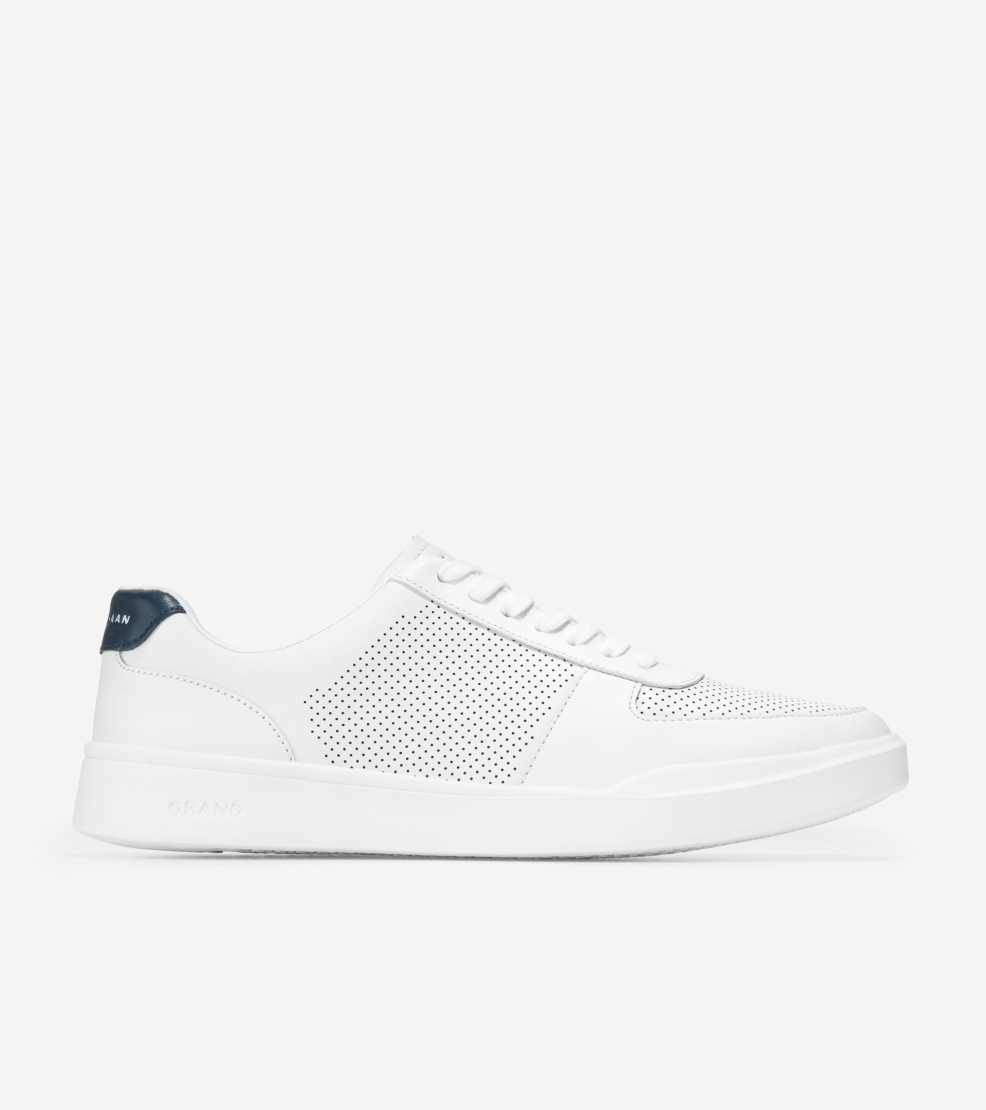 Shop Cole Haan Men's Grand Crosscourt Modern Tennis Sneaker In Optic White Perforated-peacock