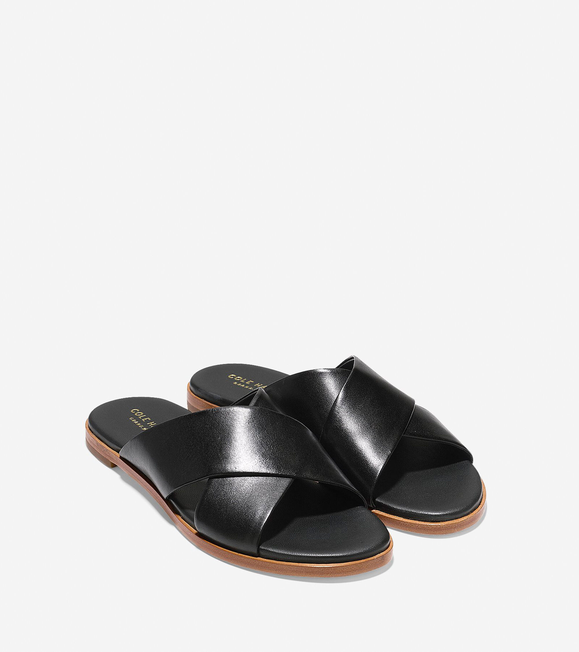 Anica Criss Cross Sandals in Black Leather | Cole Haan