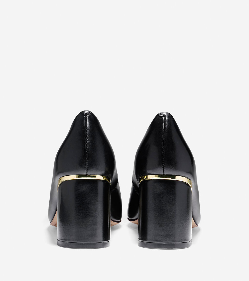 Women's Collection Block Heel Pump (65mm) in Black Leather | Cole Haan US