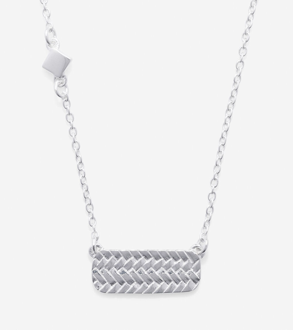 Sterling Silver Basket Weave Bar Necklace