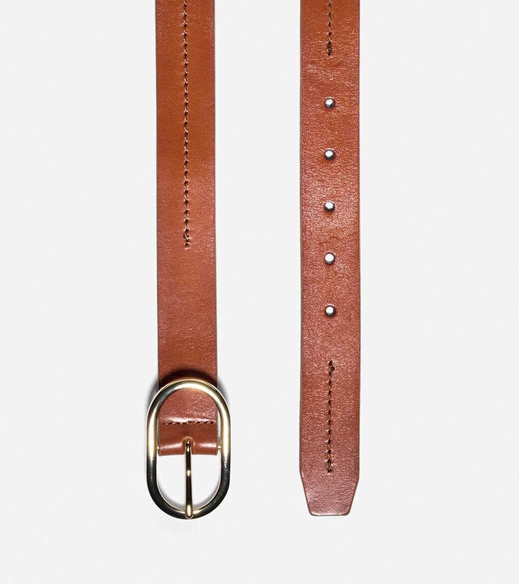 Leather Circle Buckle Belt in Tan | Cole Haan