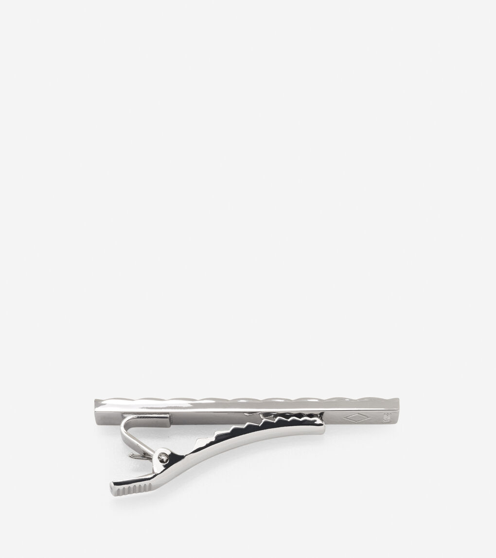 Textured Metal Woven Leather Tie Clip