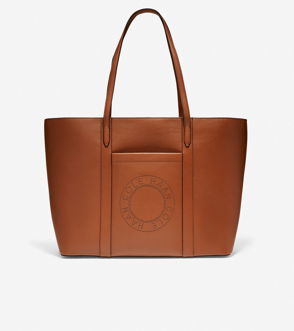 Leather Zip Top Tote