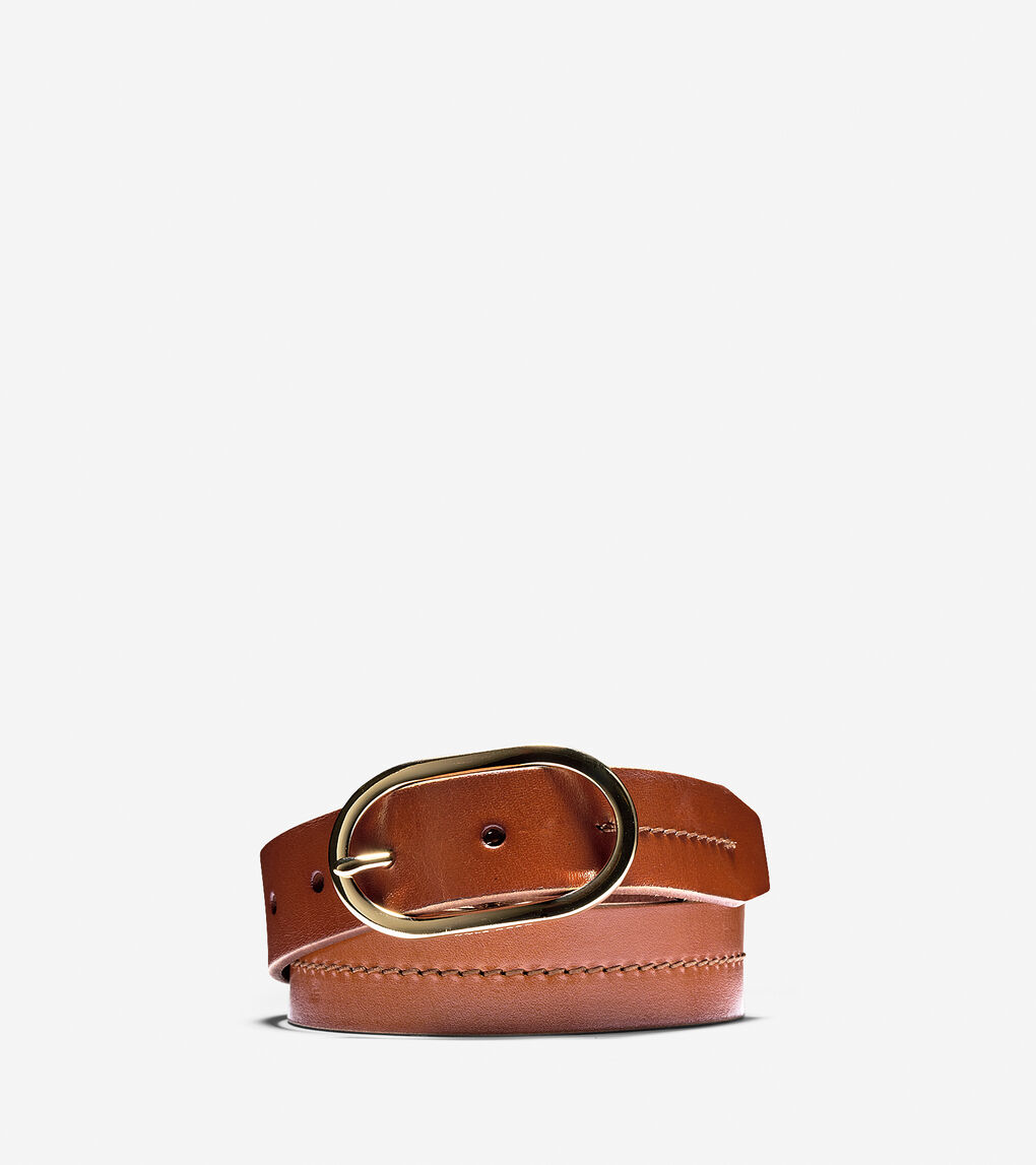 Leather Circle Buckle Belt in Tan | Cole Haan