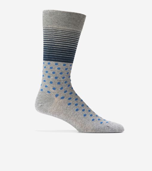 Men's Stripe Crew Socks With Dots