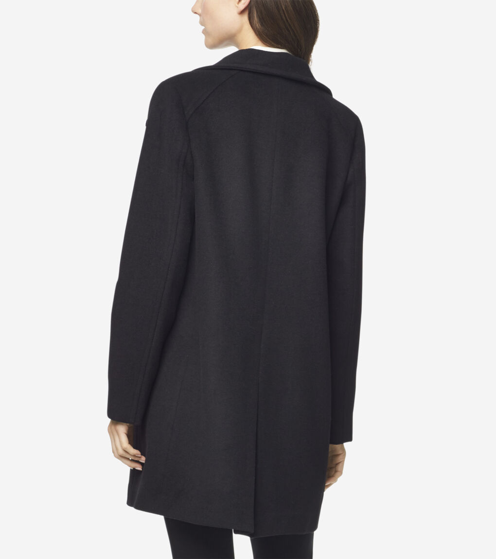 Women's Slick Wool Topper Coat in Black | Cole Haan
