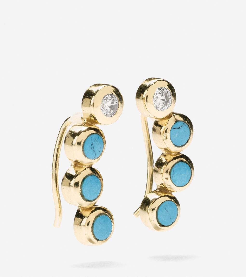 Spring Street Fashion Semi-Precious Stone Crawler Earrings
