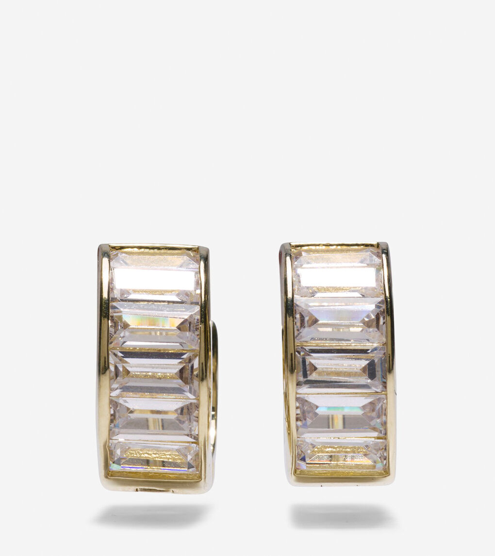 Cubic Zirconia Baguette Huggie Earrings